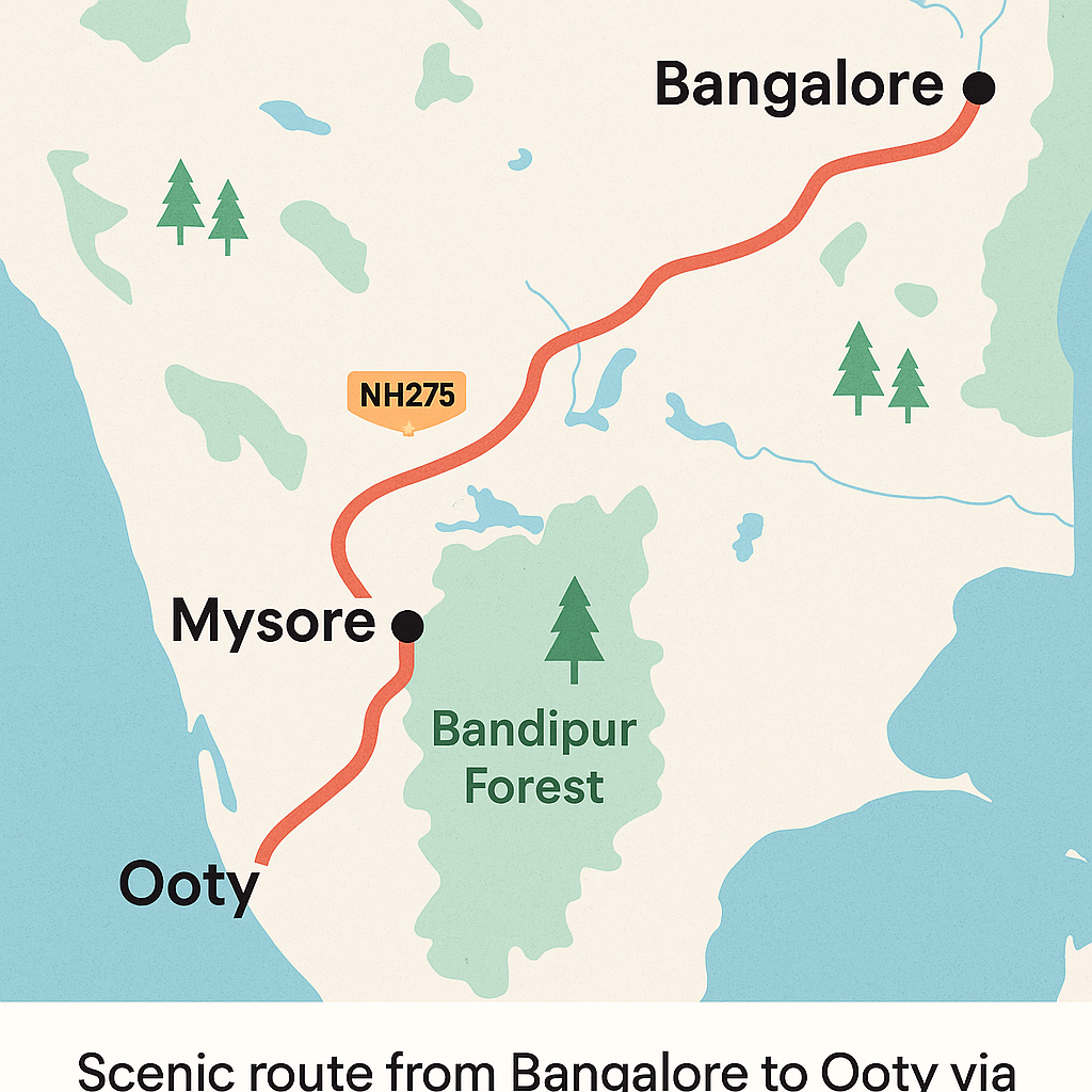 Bangalore to Ooty route map – Innova highway trip via Mysore and Bandipur