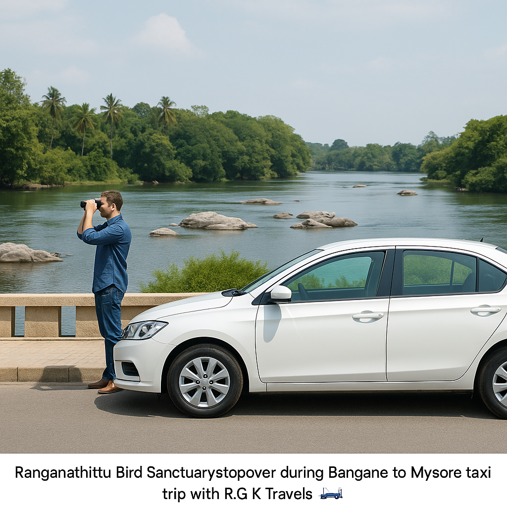 Ranganathittu Bird Sanctuary stopover during Bangalore to Mysore taxi trip with R G K Travels