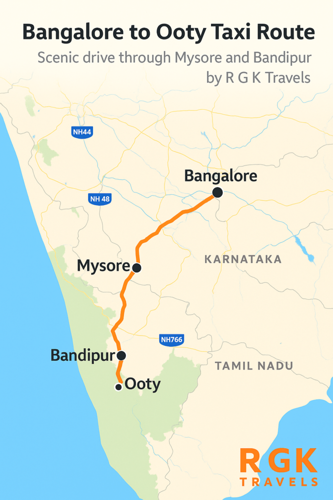 Bangalore to Ooty taxi route