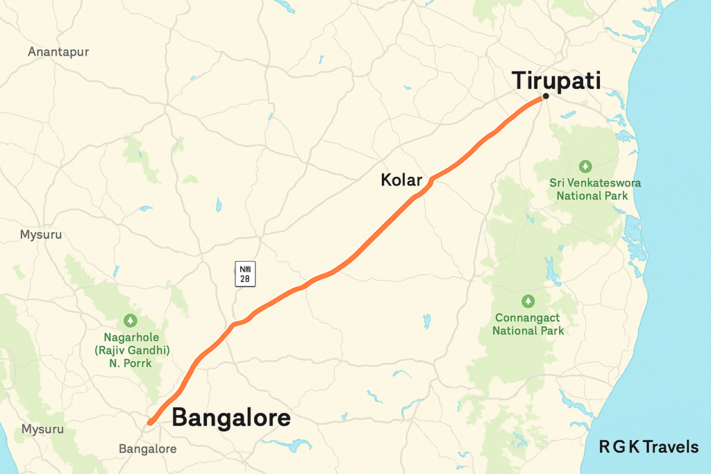 Bangalore to Tirupati route