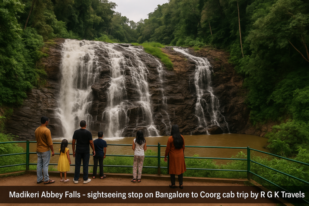 Madikeri Abbey Falls – sightseeing stop on Bangalore to Coorg cab trip by R G K Travels