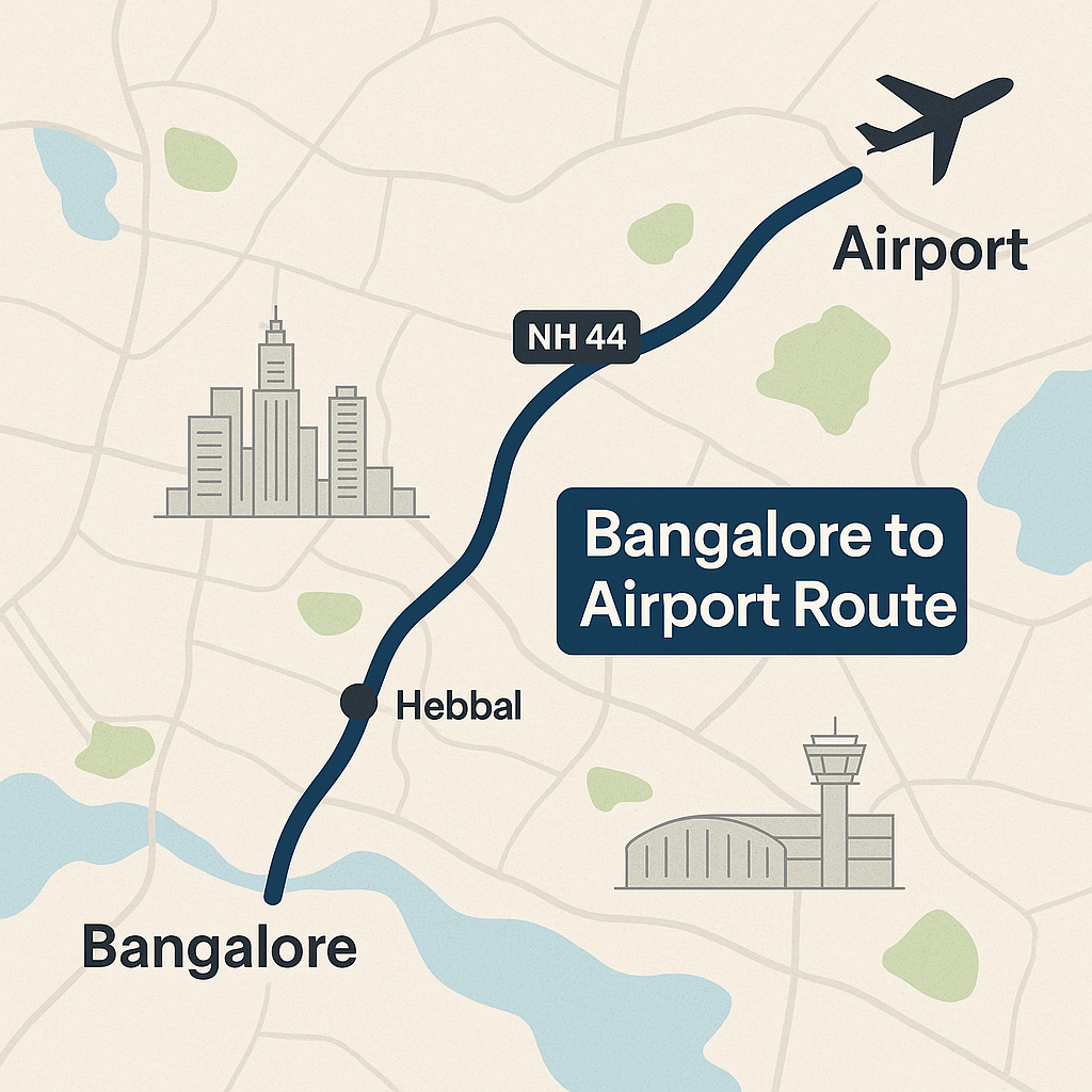 Bangalore to Airport route – Fast transfer via NH44 and Hebbal